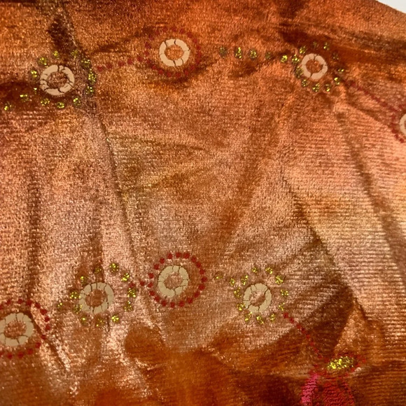 Y2K Bohemian Blouse Size Small Libra Bright Orange Brown Floral  90’s Embroidery - Picture 10 of 12